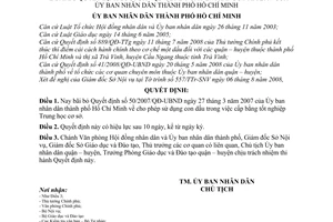 Quyết định 67/2008/QĐ-UBND bãi bỏ Quyết định 50/2007/QĐ-UBND  Ủy ban nhân dân thành phố Hồ Chí Minh