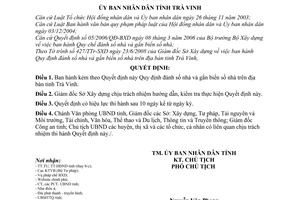 Quyết định 15/2008/QĐ-UBND  đánh gắn biển số nhà