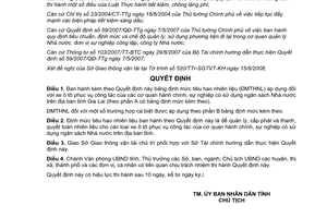 Quyết định 45/2008/QĐ-UBND Định mức tiêu hao nhiên liệu