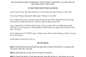 Quyết định 1491/2008/QĐ-UBND định kỳ chuyển đổi vị trí công tác cán bộ công viên chức Cao Bằng