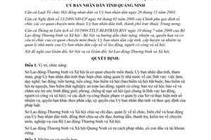 Quyết định 2631/QĐ-UBND 2008 chức năng nhiệm vụ Sở Lao động Quảng Ninh