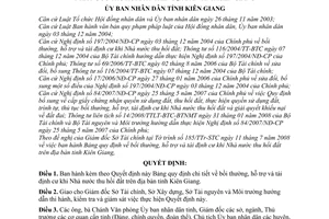 Quyết định 25/2008/QĐ-UBND  bồi thường, hỗ trợ tái định cư khi Nhà nước thu hồi đất trên địa bàn tỉnh Kiên Giang