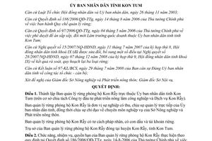 Quyết định 34/2008/QĐ-UBND thành lập Ban quản lý rừng phòng hộ Kon Rẫy