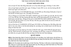 Quyết định 15/2008/QĐ-UBND chế độ đối với vận động, huấn luyện viên thể thao
