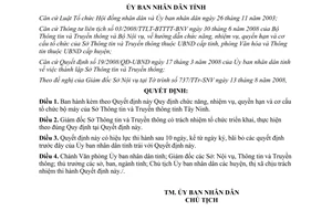 Quyết định 71/2008/QĐ-UBND chức năng nhiệm vụ Sở Thông tin truyền thông Tây Ninh