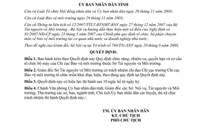 Quyết định 70/2008/QĐ-UBND chức năng nhiệm vụ Chi cục Bảo vệ môi trường Tây Ninh