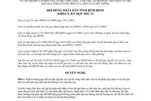 Nghị quyết 14/2008/NQ-HĐND chế độ phụ cấp cán bộ công chức bộ phận tiếp nhận trả kết quả Bình Định