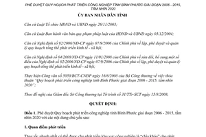 Quyết định 50/2008/QĐ-UBND quy hoạch phát triển công nghiệp 2006 - 2015 Bình Phước