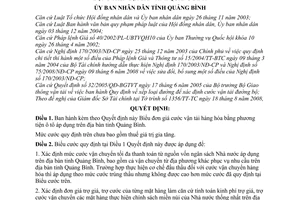 Quyết định 10/2008/QĐ-UBND cước vận tải hàng hóa bằng phương tiện ô tô áp dụng trên địa bàn tỉnh Quảng Bình