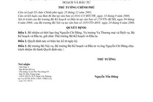 Quyết định 1142/QĐ-TTg bổ nhiệm ông Nguyễn Chí Dũng giữ chức Thứ trưởng Bộ Kế hoạch và Đầu tư