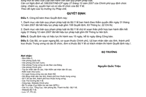 Quyết định 31/2008/QĐ-BYT công bố danh mục văn bản quy phạm pháp luật