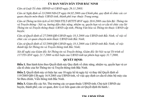 Quyết định 123/2008/QĐ-UBND nhiệm vụ quyền hạn cơ cấu tổ chức Sở Thông tin Truyền thông Bắc Ninh