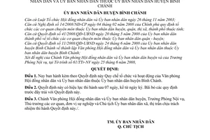 Quyết định 22/2008/QĐ-UBND Quy chế tổ chức và hoạt động của Văn phòng Hội đồng nhân dân và Ủy ban nhân dân thuộc Ủy ban nhân dân huyện Bình Chánh
