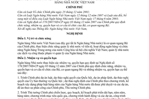 Nghị định 96/2008/NĐ-CP chức năng, nhiệm vụ, quyền hạn cơ cấu tổ chức Ngân hàng nhà nước Việt Nam