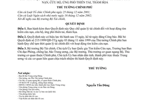 Quyết định 118/2008/QĐ-TTg quy chế quản lý tài chính hoạt động tìm kiếm cứu nạn, cứu hộ, ứng phó thiên tai, thảm họa