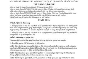 Quyết định 116/2008/QĐ-TTg quy định chức năng, nhiệm vụ, quyền hạn và cơ cấu tổ chức của Tổng cục biển và hải đảo Việt Nam