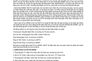 Thông báo 383/TB-BGDĐT phiên họp thứ nhất Hội đồng xét tặng danh hiệu nhà giáo nhân dân ưu tú
