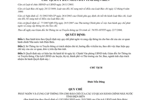 Quyết định 1192/QĐ-UBND Phát ngôn cung cấp thông tin cho báo chí của cơ quan hành chính Điện Biên