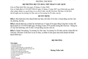 Quyết định 77/2008/QĐ-BVHTTDL Quy chế mẫu về tổ chức và hoạt động của thư viện xã, phường, thị trấn