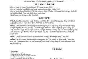 Quyết định 119/2008/QĐ-TTg mức thuế tuyệt đối thuế xuất khẩu hàng quặng đồng thô và tinh quặng đồng
