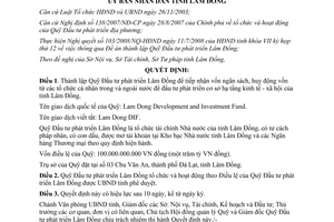 Quyết định 35/2008/QĐ-UBND thành lập Quỹ Đầu tư phát triển Lâm Đồng