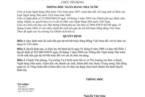 Quyết định 1907/QĐ-NHNN lãi suất tiền gửi dự trữ bắt buộc bằng đồng Việt Nam tổ chức tín dụng