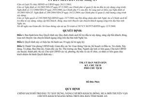 Quyết định 49/2008/QĐ-UBND chính sách hỗ trợ đầu tư xây dựng, nâng cấp bến khách; đóng, mua mới thuyền vận chuyển khách ngang sông