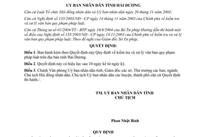 Quyết định 41/2008/QĐ - UBND kiểm tra và xử lý văn bản quy phạm pháp luật Hải Dương