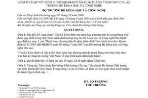 Quyết định 11/2008/QĐ-BKHCN bổ sung “Danh mục phương tiện đo phải kiểm định"  kèm theo Quyết định 13/2007/QĐ-BKHCN