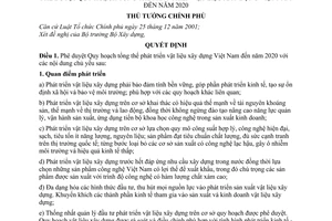 Quyết định 121/2008/QĐ-TTg phê duyệt quy hoạch tổng thể phát triển vật liệu xây dựng Việt Nam đến năm 2020