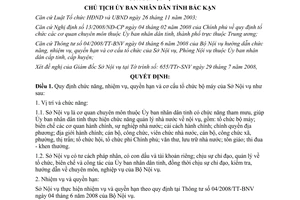 Quyết định 1408/QĐ-UBND 2008 chức năng nhiệm vụ quyền hạn cơ cấu bộ máy Sở Nội vụ Bắc Kạn