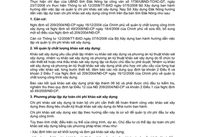 Hướng dẫn 449/SXD-KTKH lập quản lý chi phí khảo sát xây dựng