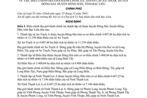 Nghị định 85/2008/NĐ-CP điều chỉnh địa giới hành chính xã, thành lập xã thuộc huyện Đông Hải, huyện Hồng Dân, tỉnh Bạc Liêu