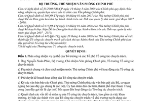 Quyết định 994/QĐ-VPCP  phân công công tác của tổ trưởng và các tổ phó Tổ công tác chuyên trách cải cách thủ tục hành chính