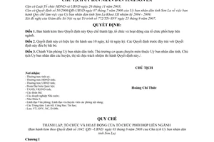 Quyết định 1842/QĐ-UBND Quy chế thành lập,tổ chức phối hợp liên ngành