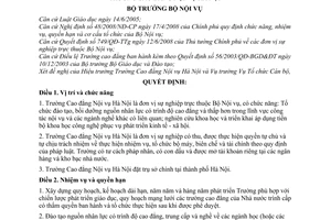 Quyết định 1052/QĐ-BNV quy định chức năng, nhiệm vụ, quyền hạn và cơ cấu tổ chức của Trường Cao đẳng Nội vụ Hà Nội