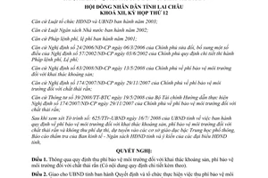 Nghị quyết 120/2008/NQ-HĐND Quy định phí bảo vệ môi trường đối với khai thác
