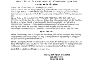 Quyết định 41/2008/QĐ-UBND học sinh dân tộc thiểu số, người Kinh ở những xã đặc biệt khó khăn học đại học, cao đẳng,trung cấp chuyên nghiệp quốc dân