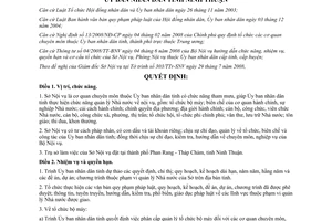 Quyết định 199/2008/QĐ-UBND chức năng nhiệm vụ quyền hạn cơ cấu Sở Nội vụ