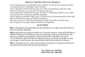 Quyết định 1636/QĐ-TCHQ quy trình kiểm tra, xác định trị giá tính thuế đối với hàng hoá xuất khẩu, nhập khẩu