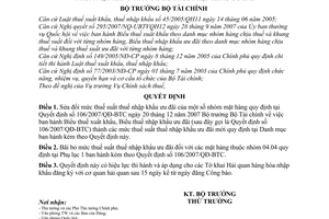 Quyết định 67/2008/QĐ-BTC sửa đổi mức thuế suất thuế nhập khẩu ưu đãi nhóm mặt hàng trong biểu thuế nhập khẩu ưu đãi