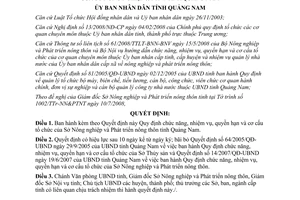 Quyết định 25/2008/QĐ-UBND chức năng nhiệm vụ Sở Nông nghiệp Quảng Nam