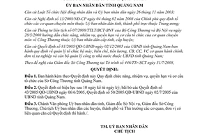 Quyết định 26/2008/QĐ-UBND chức năng nhiệm vụ quyền hạn Sở Công Thương Quảng Nam