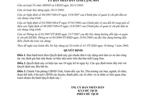 Quyết định 17/2008/QĐ-UBND giá chuẩn nhà ở xây dựng mới Lạng Sơn