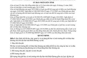 Quyết định 29/2008/QĐ-UBND quy định chế độ thu, nộp quản lý và sử dụng phí bảo vệ môi trường khai thác khoáng sản tỉnh Bình Dương
