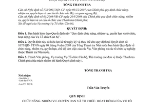 Quyết định 1585/2008/QĐ-TTCP Quy định chức năng, nhiệm vụ, quyền hạn và tổ chức, hoạt động của Vụ Tổ chức Cán bộ