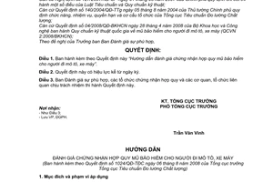 Quyết định 1024/QĐ-TĐC hướng dẫn đánh giá chứng nhận hợp quy mũ bảo hiểm cho người đi mô tô, xe máy