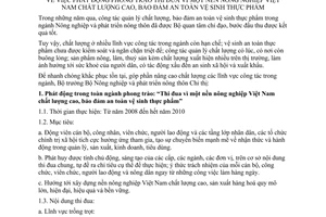 Chỉ thị 2373/CT-BNN-TCCB phát động phong trào thi đua vì nền nông nghiệp Việt Nam chất lượng cao, bảo đảm an toàn vệ sinh thực phẩm