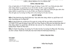 Quyết định 1589/2008/QĐ-TTCP Quy định chức năng, nhiệm vụ, quyền hạn và tổ chức, hoạt động của Vụ Pháp chế