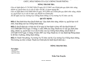 Quyết định 1592/2008/QĐ-TTCP Quy định chức năng, nhiệm vụ, quyền hạn và tổ chức, hoạt động Cục Chống tham nhũng